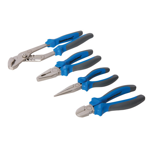 Silverline Expert Pliers Set 4pce 633832 | Chrome vanadium steel with 2-tone, soft-grip resin handles and integral slip guards. | toolforce.ie