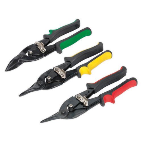 Aviation Tin Snips Set 3pc | Drop-forged, Chrome Vanadium, tempered steel blades with serrated jaws. | toolforce.ie