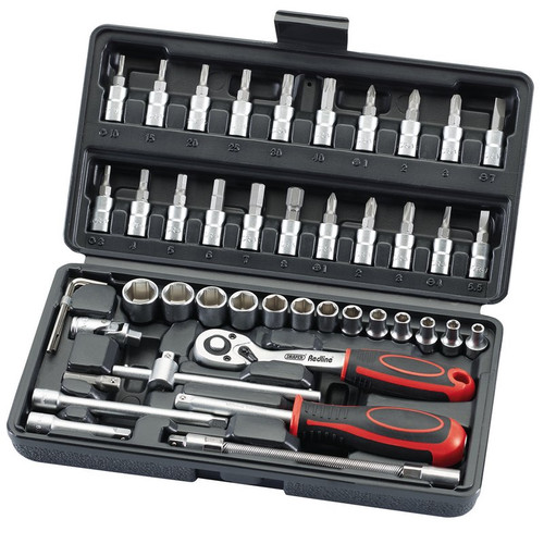 Draper Redline Socket Set, 1/4" Sq. Dr. (46 Piece) (RL-SS46MC) | Comprehensive socket set from Draper Redline. Reversible ratchet and accessories | toolforce.ie