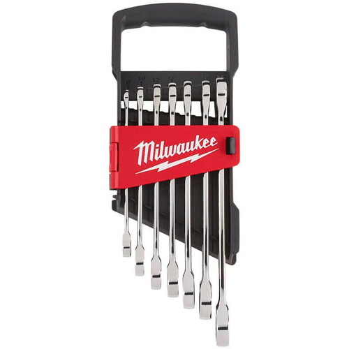 MILWAUKEE 7 PIECE METRIC COMBINATION SPANNER SET, Ink-filled labels for better visibility.