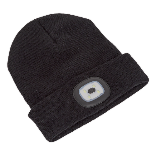 Sealey Beanie Hat 4 SMD LED Light USB Rechargeable LED185 | toolforce.ie
