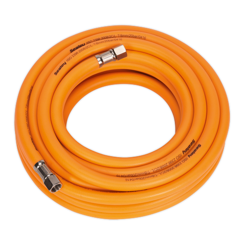 Sealey Air Hose 10m x Ø8mm Hybrid High-Visibility with 1/4"BSP Unions AHHC10 | PVC and rubber blend offers more flexibility in temperatures as low as -40°C. | toolforce.ie
