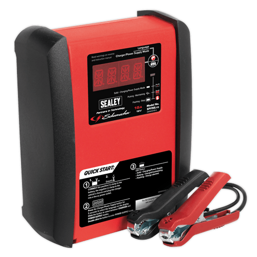 Sealey Schumacher® Intelligent Speed Charge Battery Charger 15A 12V SPI15S | Fully automatic microprocessor controlled battery charger and maintainer, featuring patented Speed Charge technology. | toolforce.ie