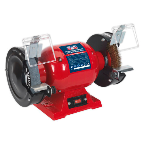 Sealey Bench Grinder Ø150mm with Wire Wheel 370W/230V BG150XLW/98 | Fitted with copper wound induction motor drive.