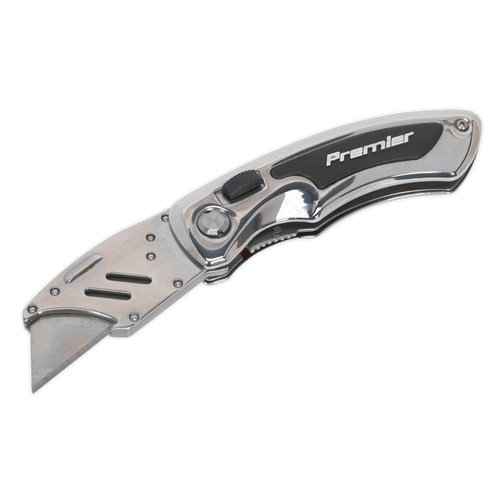 Sealey Locking Pocket Knife with Quick Change Blade PK23 | High quality mirror polished stainless steel handle and blade holder, fitted with positive lock to prevent folding whilst in use. | toolforce.ie