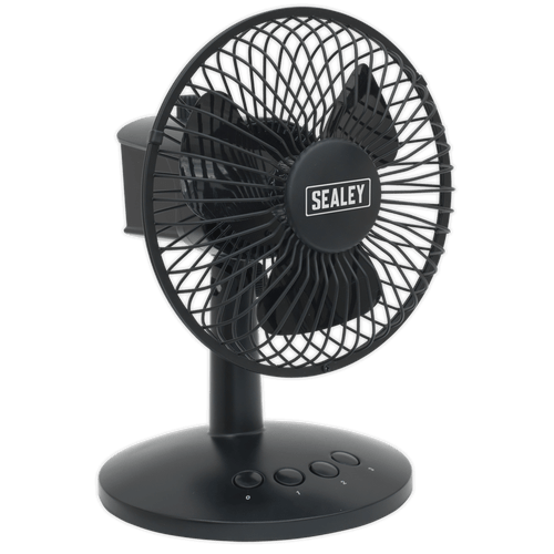 Sealey Oscillating USB Desk Fan 3-Speed 6" SFF6USB | Manufactured from composite materials with a steel fan guard. | toolforce.ie