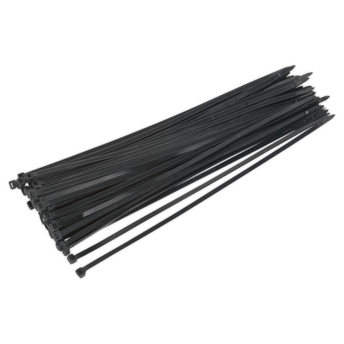 Sealey Cable Tie 450 x 7.6mm Black Pack of 50 CT45076P50 | Ties manufactured from nylon 66 making them heat resistant over the temperature range -40°C to +85°C. | toolforce.ie