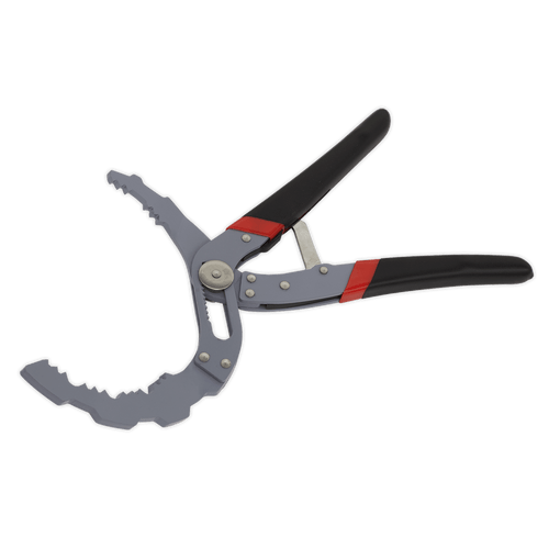 Sealey Oil Filter Pliers Self-Adjusting - Angled AK6421 | 30° Angled head allows access to previously impossible to reach areas. | toolforce.ie