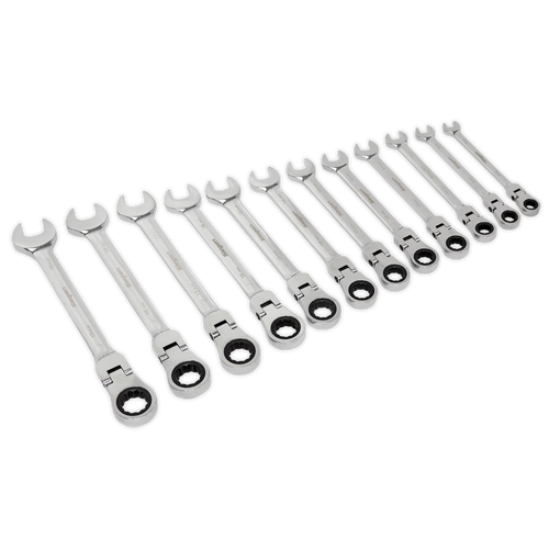 Sealey 12pc Flexi-Head Combination Ratchet Spanner Set S0635 | toolforce.ie