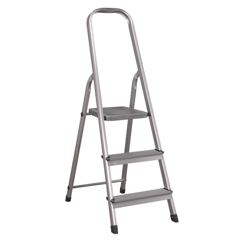 Sealey Aluminium Step Ladder 3-Tread EN 131 ASL3S | EN 131 Certified aluminium step ladder with 150kg capacity. | Durable lightweight anodised aluminium alloy frame weighs just 3.7kg. | toolforce.ie