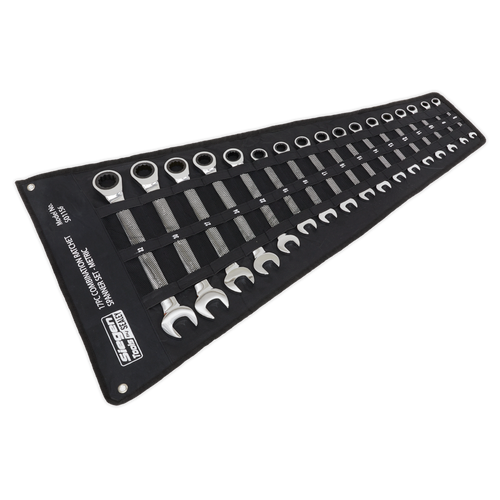 Sealey Combination Ratchet Spanner Set 17pc Metric S01156 | Chrome Vanadium steel ratchet combination spanner set. | toolforce.ie