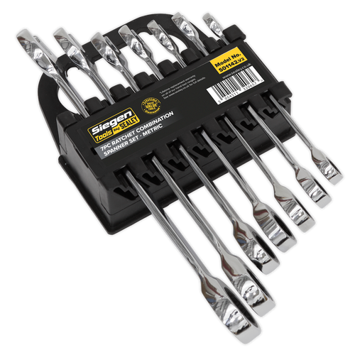 Sealey 7pc combination ratchet spanner set S01142 |  Chrome Vanadium steel ratchet combination spanner set. | toolforce.ie