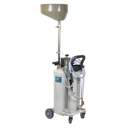 SIP 80 LITRE SUCTION AND GRAVITY WASTE OIL DRAINER 03711, designed for the collection of waste and excess oil from vehicle gearboxes and engines.