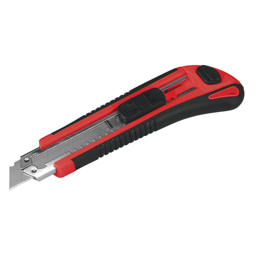 Sealey Retractable Snap-Off Knife Heavy-Duty AK86R | Composite handle with rubber comfort grip and steel reinforced blade holder. | toolforce.ie