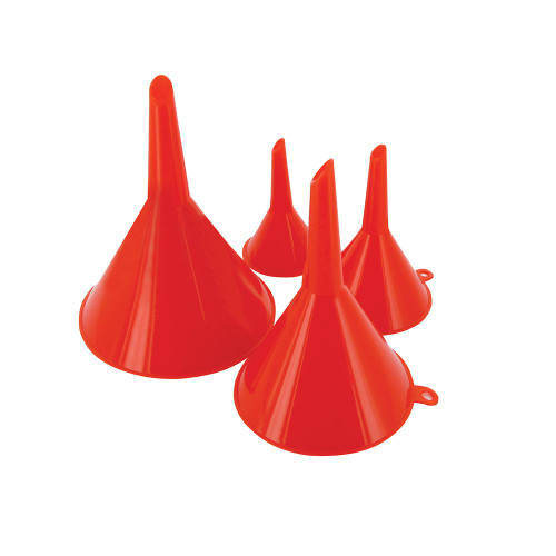 Silverline Funnel Set 4pce 282421, 4x Plastic funnels for quick transfer or application of liquids.