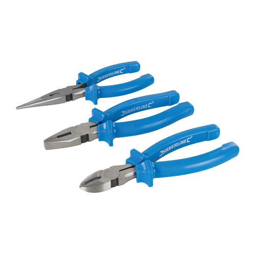 Silverline Pliers Set 160mm 3pce 427610 , Hardened and tempered jaws with induction-hardened cutting edges | Toolforce