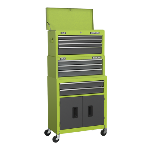 AP2200BBHV - 6 Drawer Topchest & Rollcab Combination with Ball-Bearing Slides - Hi-Vis Green/Grey.