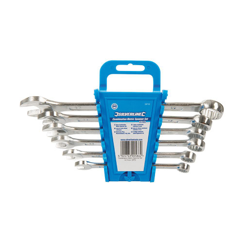 Silverline Combination Spanner Set 6pce 8-17mm Metric SP10, Polished chrome vanadium | Toolforce.ie