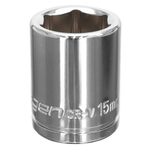 Sealey WallDrive® Socket 15mm 3/8"Sq Drive S0582 | High grade carbon steel socket.