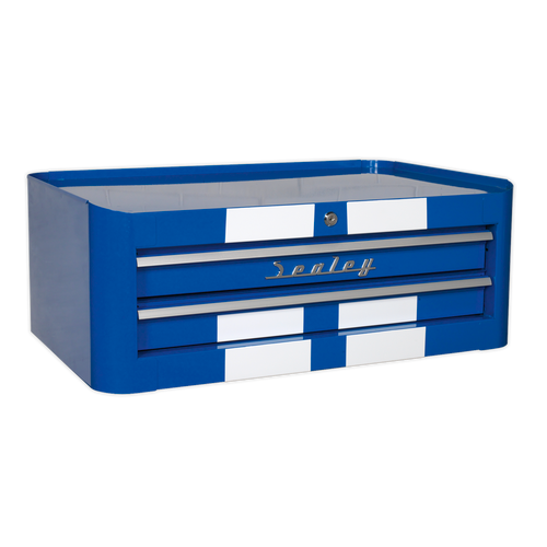 Sealey Mid-Box 2 Drawer Retro Style - Blue with White Stripes AP28102BWS