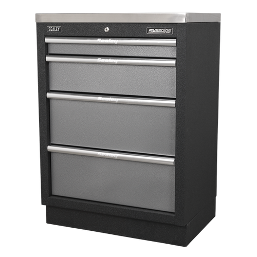 Sealey Superline Pro Modular 4 Drawer Cabinet 680mm APMS51, Tough and durable construction with a hammered metal finish.