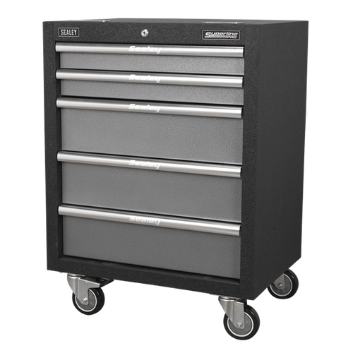 Sealey Superline Pro Modular 5 Drawer Mobile Cabinet 650mm APMS58, Tough and durable construction with a hammered metal finish.