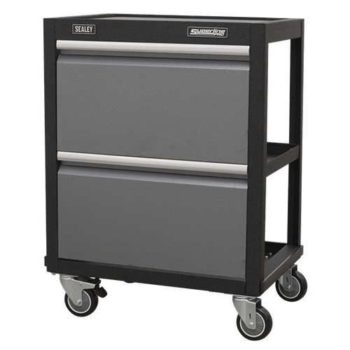 Sealey Modular Mobile Workshop Trolley APMS66, Mobile 3-tiered trolley with faux front fits in well with the garage storage system.