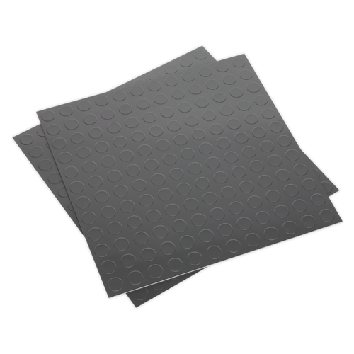 Sealey Vinyl Floor Tile with Peel & Stick Backing - Silver Coin Pack of 16 FT2S