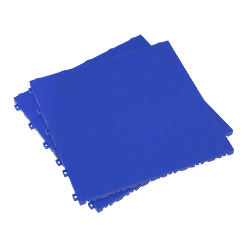 Sealey Polypropylene Floor Tile 400 x 400mm - Blue Treadplate - Pack of 9 FT3BL