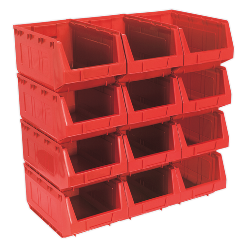 Sealey Plastic Storage Bin 210 x 355 x 165mm - Red Pack of 12 TPS412R