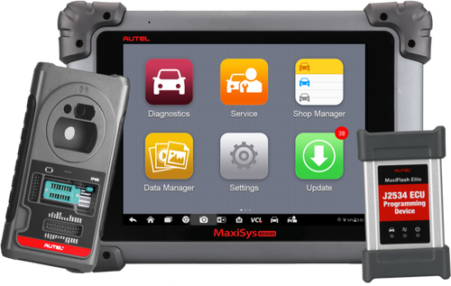 The Autel MaxiSYS Key Tech Tool is equipped with a XP400 key programmer and MaxiFlash J2534 ECU programmer