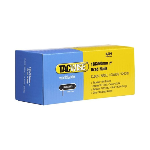 Tacwise 18G/50mm 2" Brad Nails For Nail Gun (Box Of 5000) 0401