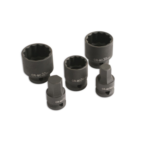1/2"D, impact quality sockets: 24, 30, 32mm.