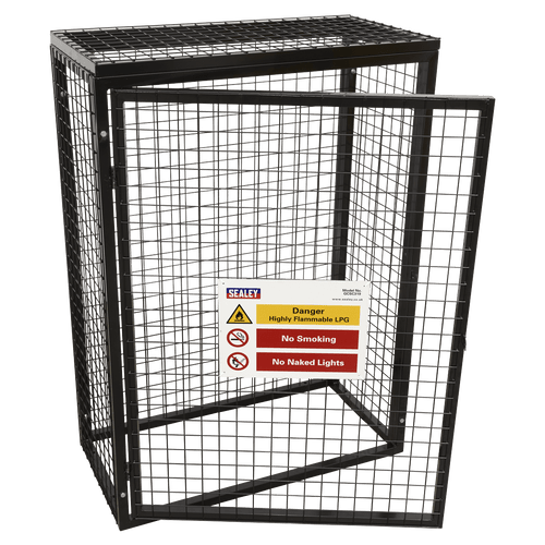 Safety Cage - 3 x 19kg Gas Cylinders | Powder coated galvanised 30mm box frame with 50 x 50 x 3 wire mesh. | toolforce.ie