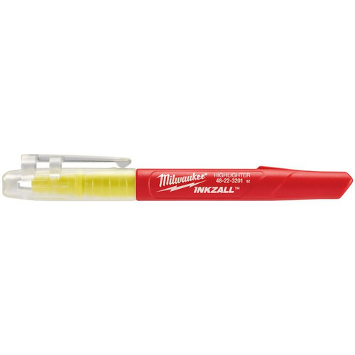 Milwaukee 5PCE Yellow Inkzall Jobsite Highlighter Set, Ideal for architectural drawings, labels, office paper.