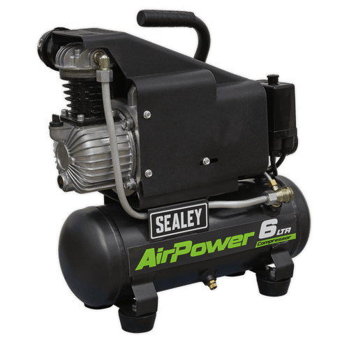 Air Compressor 6L Direct Drive 1hp | Compact and portable, this compressor is suitable for use with the Sealey range of air nailers and air brushes. | toolforce.ie