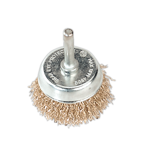 Sealey Wire Cup Brush 50mm with 6mm Shaft SCB50