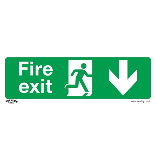 Sealey Safe Conditions Safety Sign - Fire Exit (Down) - Self-Adhesive Vinyl - Pack of 10 SS22V10