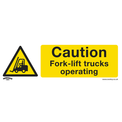 Sealey Warning Safety Sign - Caution Fork-Lift Trucks - Self-Adhesive Vinyl SS44V1