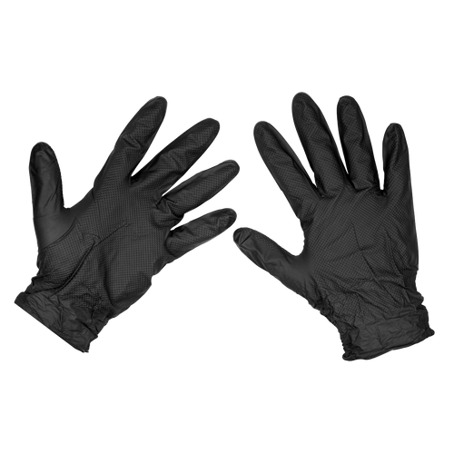 Sealey Black Diamond Grip Extra-Thick Nitrile Powder-Free Gloves Large - Pack of 50 SSP57L