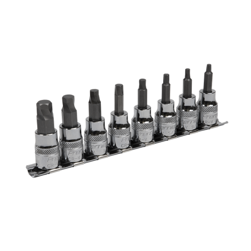 Sealey 8pc 3/8"Sq Drive Lock-On™ Hex Socket Bit Set - Imperial AK65603