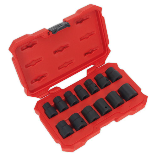 Sealey Impact Socket Set 13pc 1/2"Sq Drive Lock-On 6pt Metric AK5616M
