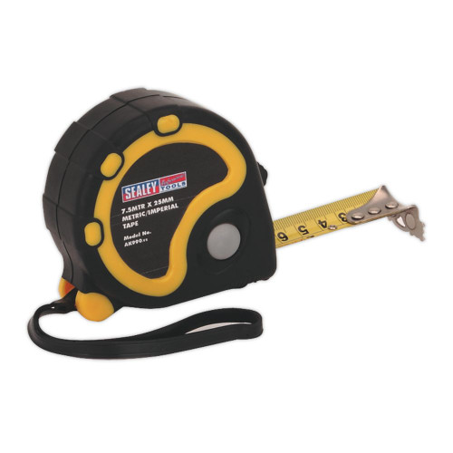 Sealey Rubber Tape Measure 7.5m(25ft) x 25mm Metric/Imperial AK990