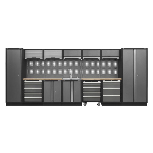 Sealey Superline Pro 4.9m Storage System - Pressed Wood Worktop APMSSTACK17W