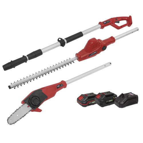 Sealey Telescopic Cordless Hedge Trimmer & Chainsaw Kit 20V SV20 Series - 2 Batteries CP20VTPCOMBO