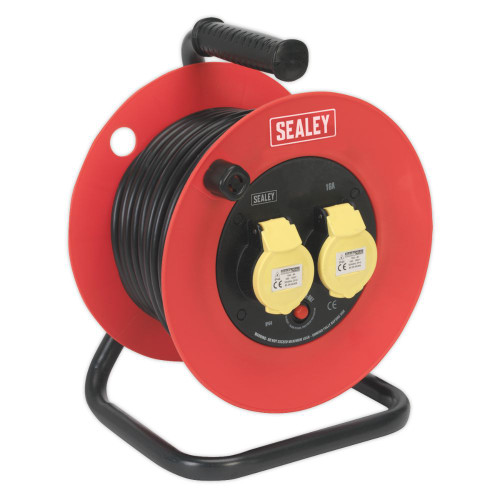 Sealey Cable Reel 25m 2 x 110V 1.5mm² Heavy-Duty Thermal Trip CR12515