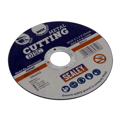 Sealey Cutting Disc Pack of 100 Ø115 x 1.2mm Ø22mm Bore PTC/115CET100