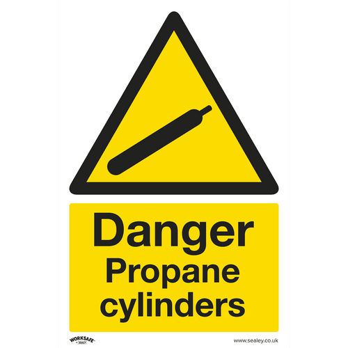 Sealey Warning Safety Sign - Danger Propane Cylinders - Rigid Plastic - Pack of 10 SS62P10