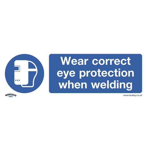 Sealey Mandatory Safety Sign - Wear Eye Protection When Welding - Rigid Plastic - Pack of 10 SS54P10