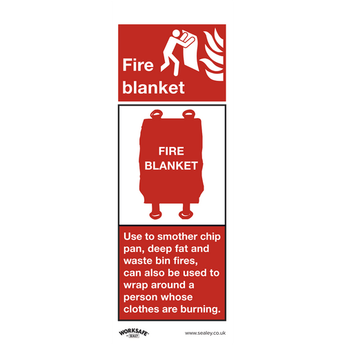 Sealey Safe Conditions Safety Sign - Fire Blanket - Self-Adhesive Vinyl - Pack of 10 SS53V10